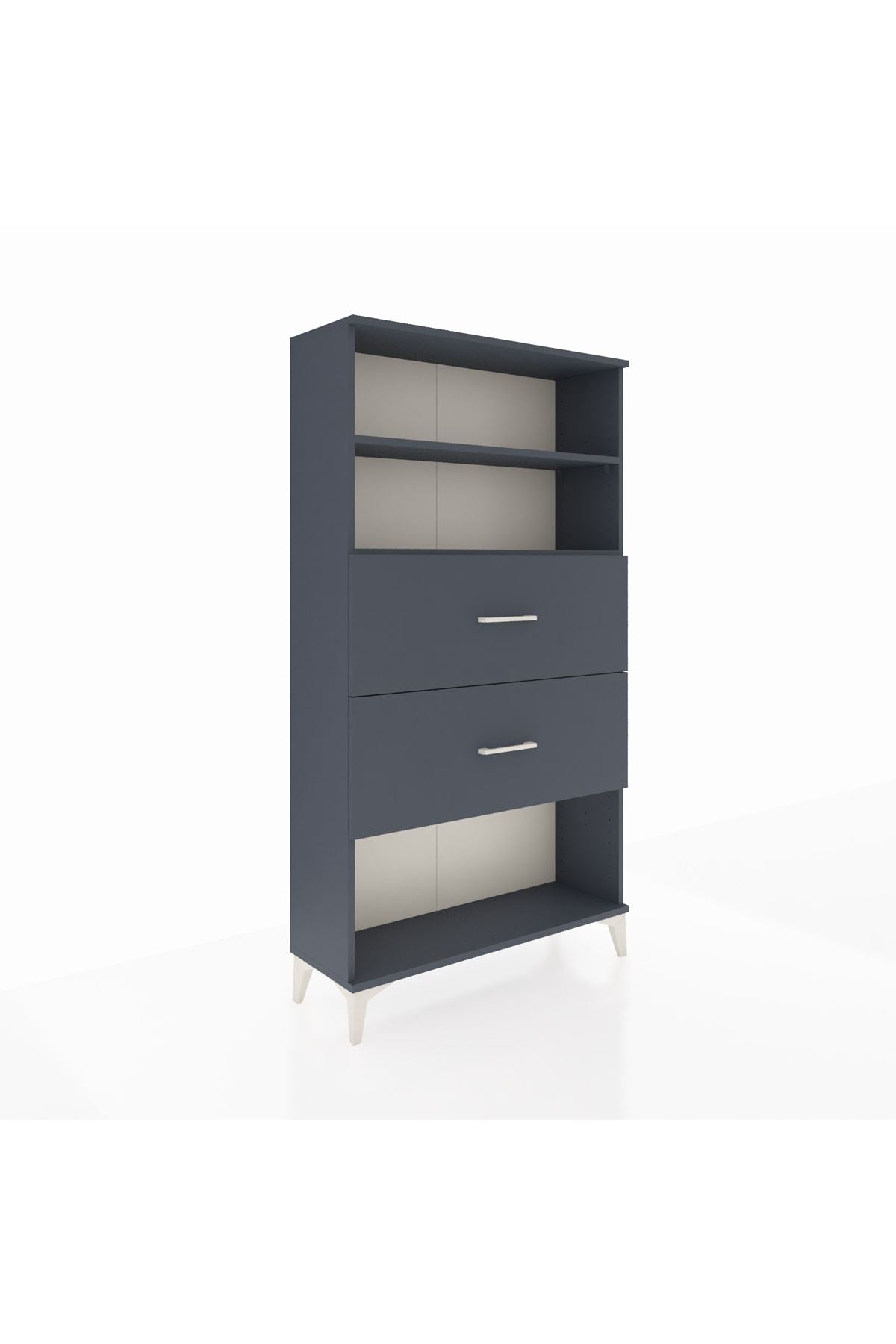 Arges Dolap 2 Raflı 2 Çekmeceli 88x30x163 Antrasit-Antrasit