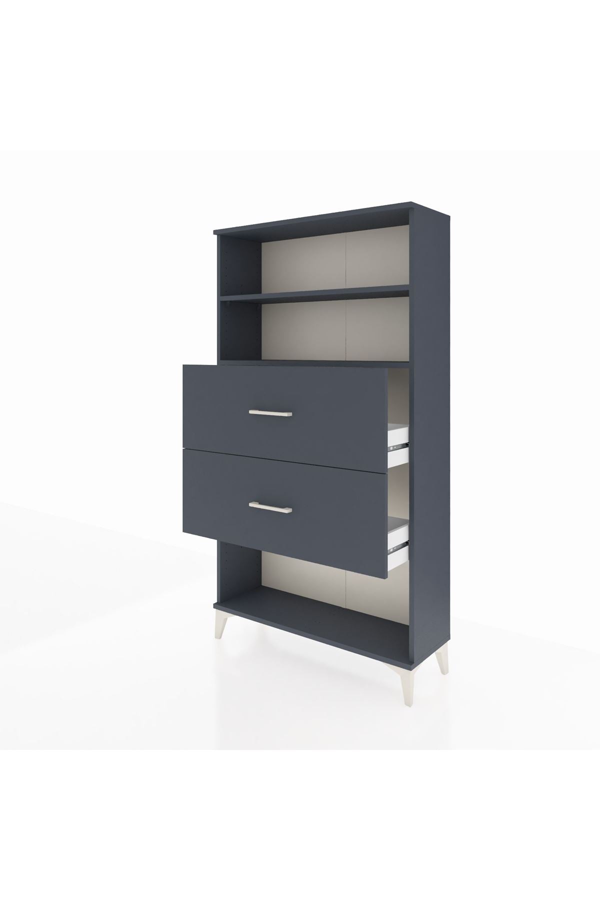 Arges Dolap 2 Raflı 2 Çekmeceli 88x30x163 Antrasit-Antrasit