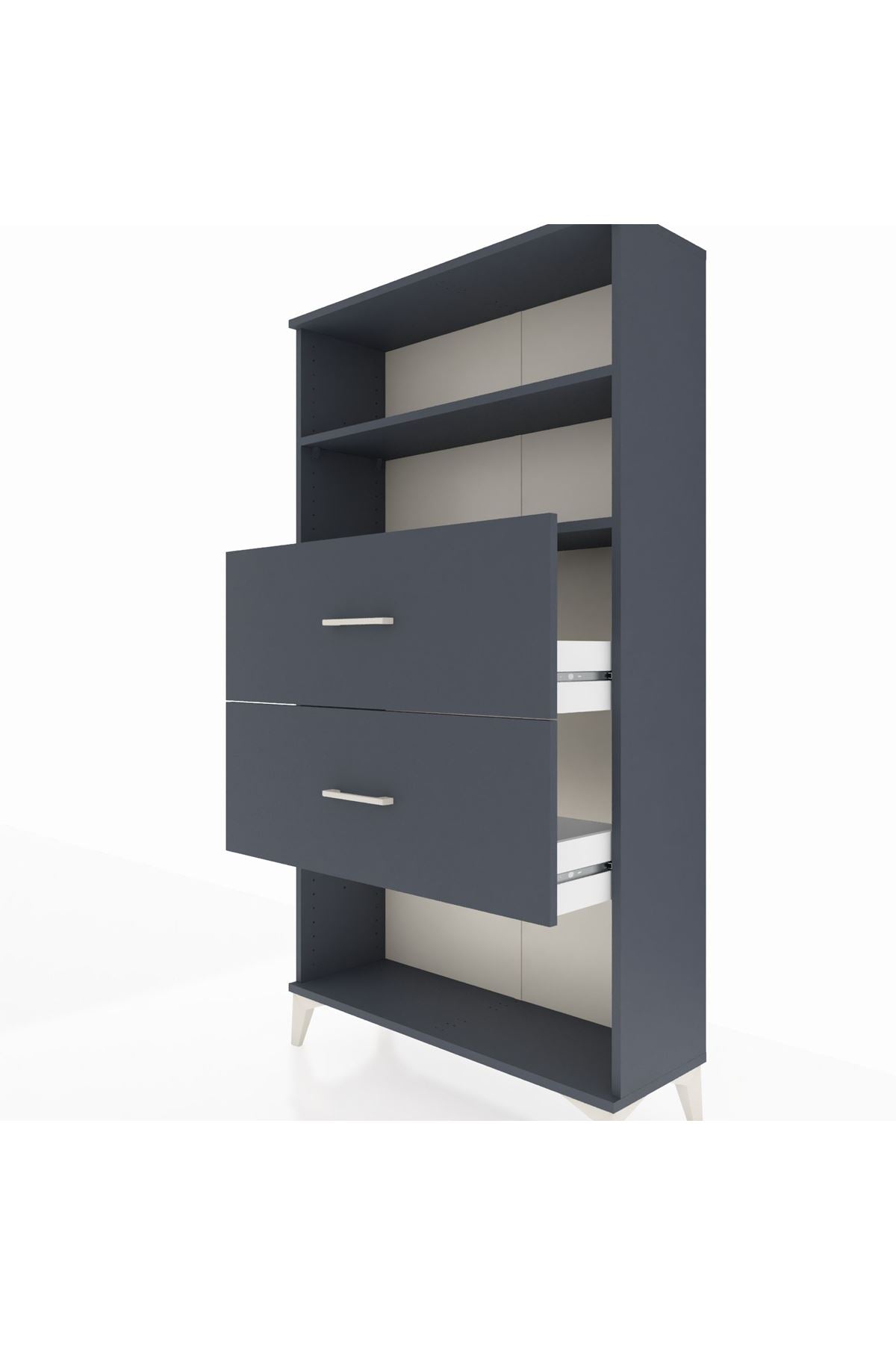 Arges Dolap 2 Raflı 2 Çekmeceli 88x30x163 Antrasit-Antrasit