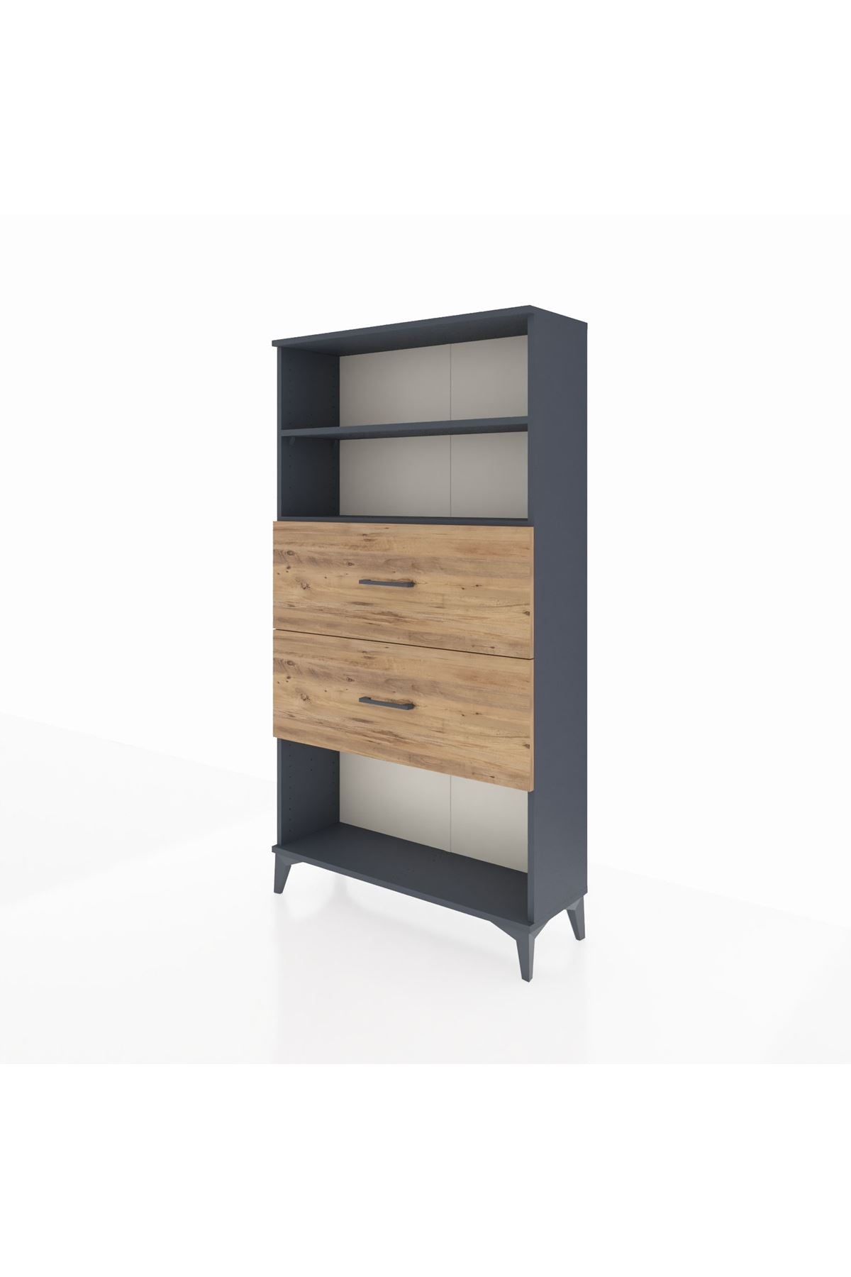 Arges Dolap 2 Raflı 2 Çekmeceli 88x30x163 Antrasit-Çam