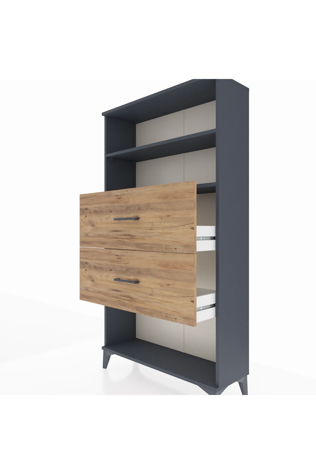 Arges Dolap 2 Raflı 2 Çekmeceli 88x30x163 Antrasit-Çam