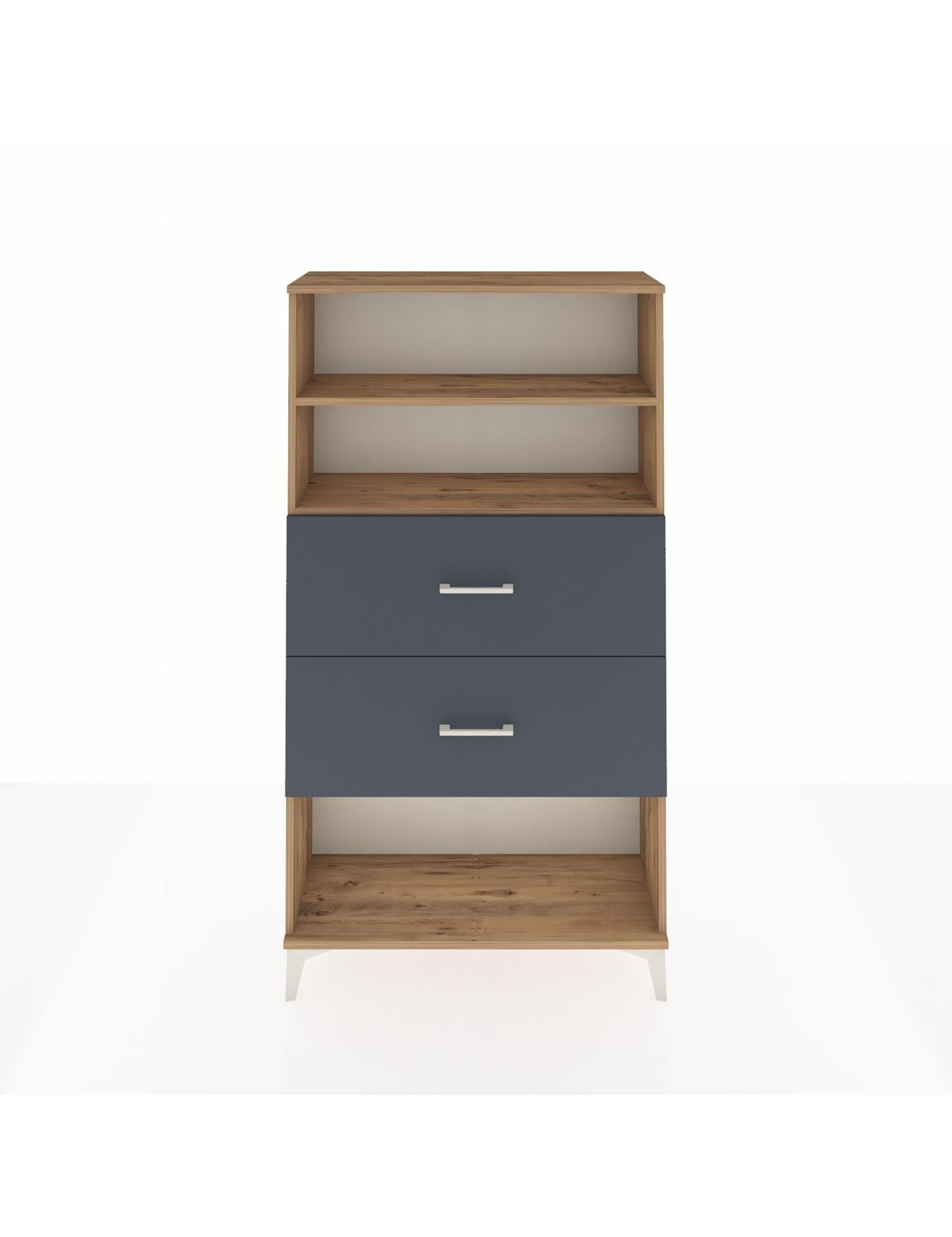 Arges Dolap 2 Raflı 2 Çekmeceli 88x30x163 Çam-Antrasit