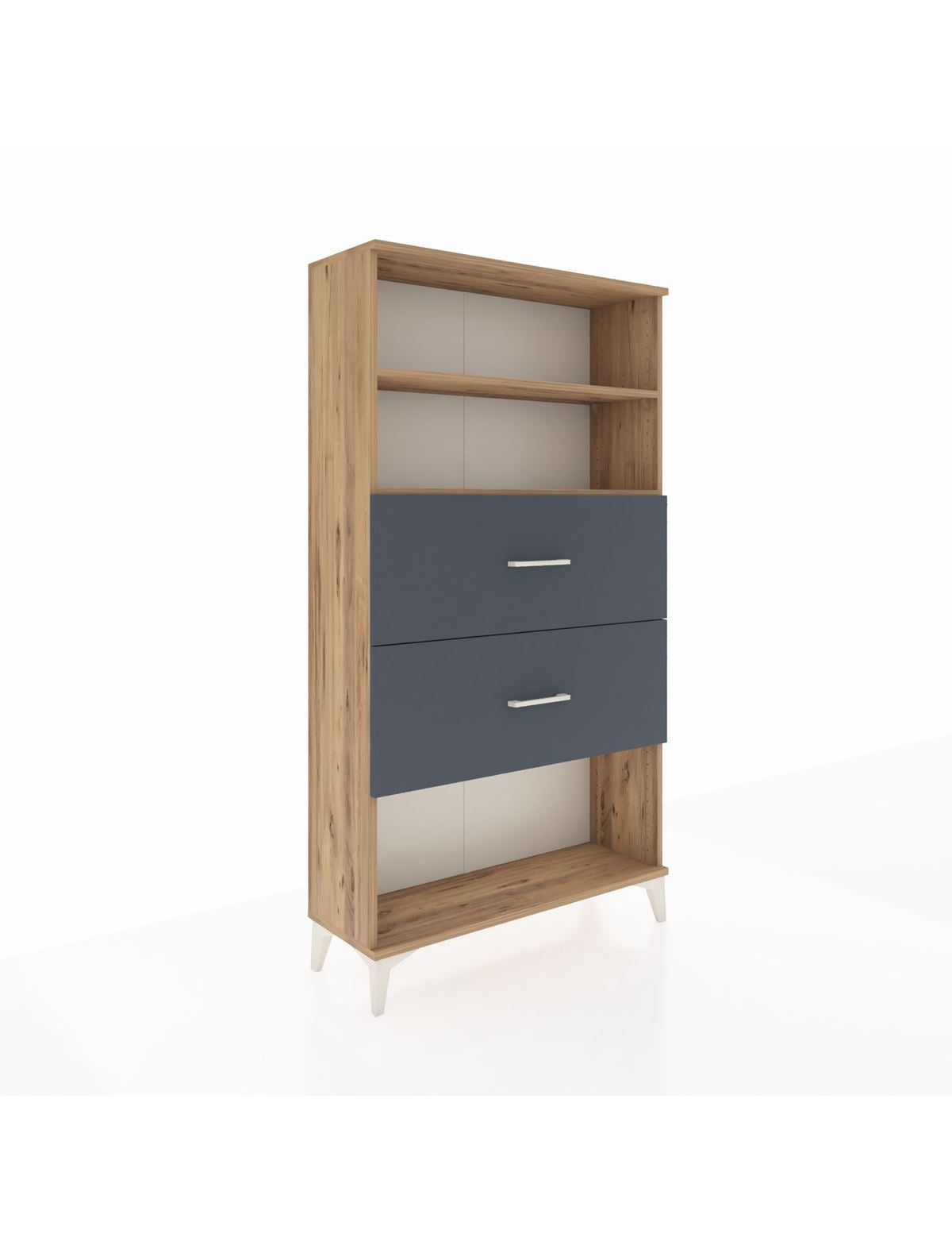 Arges Dolap 2 Raflı 2 Çekmeceli 88x30x163 Çam-Antrasit