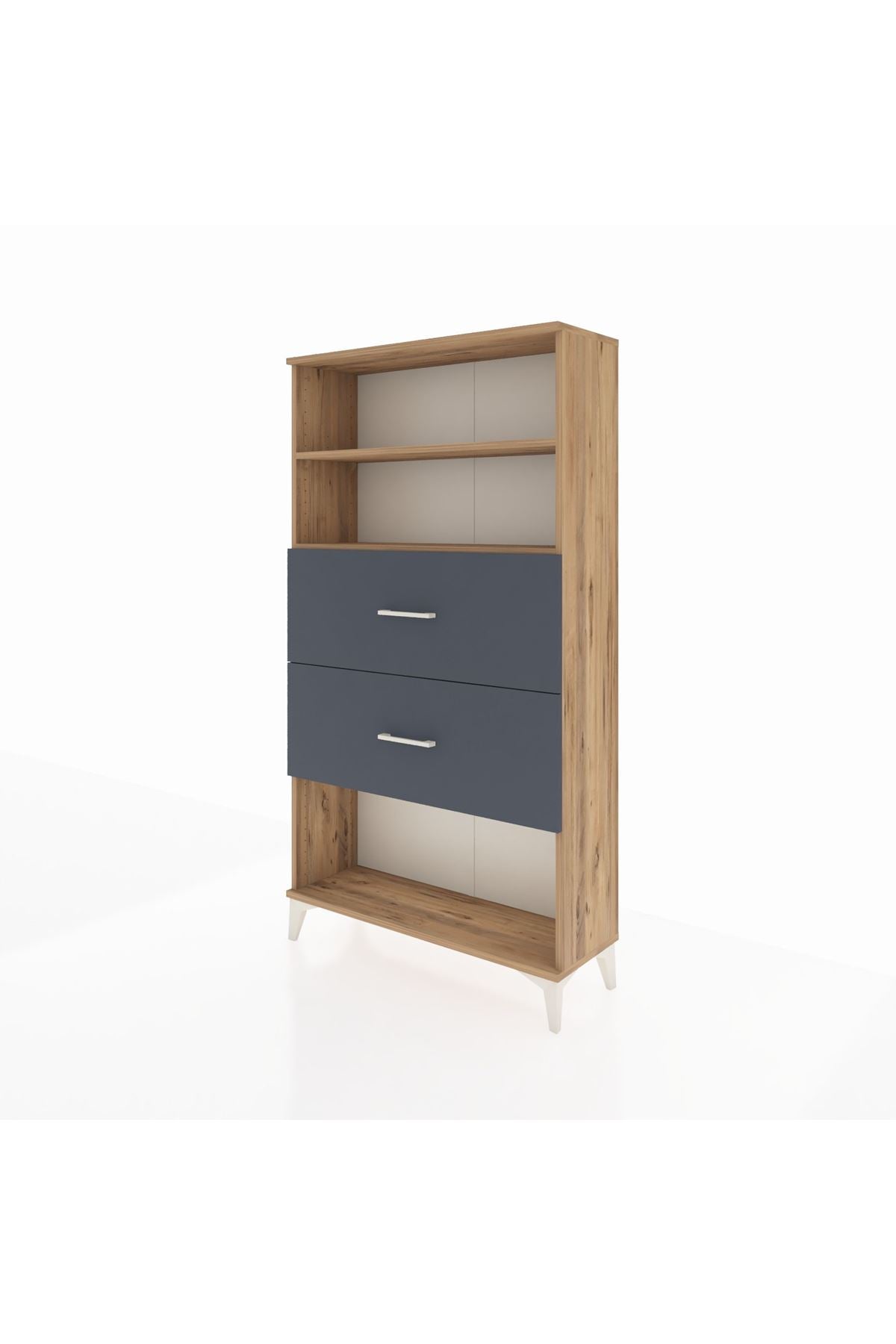 Arges Dolap 2 Raflı 2 Çekmeceli 88x30x163 Çam-Antrasit