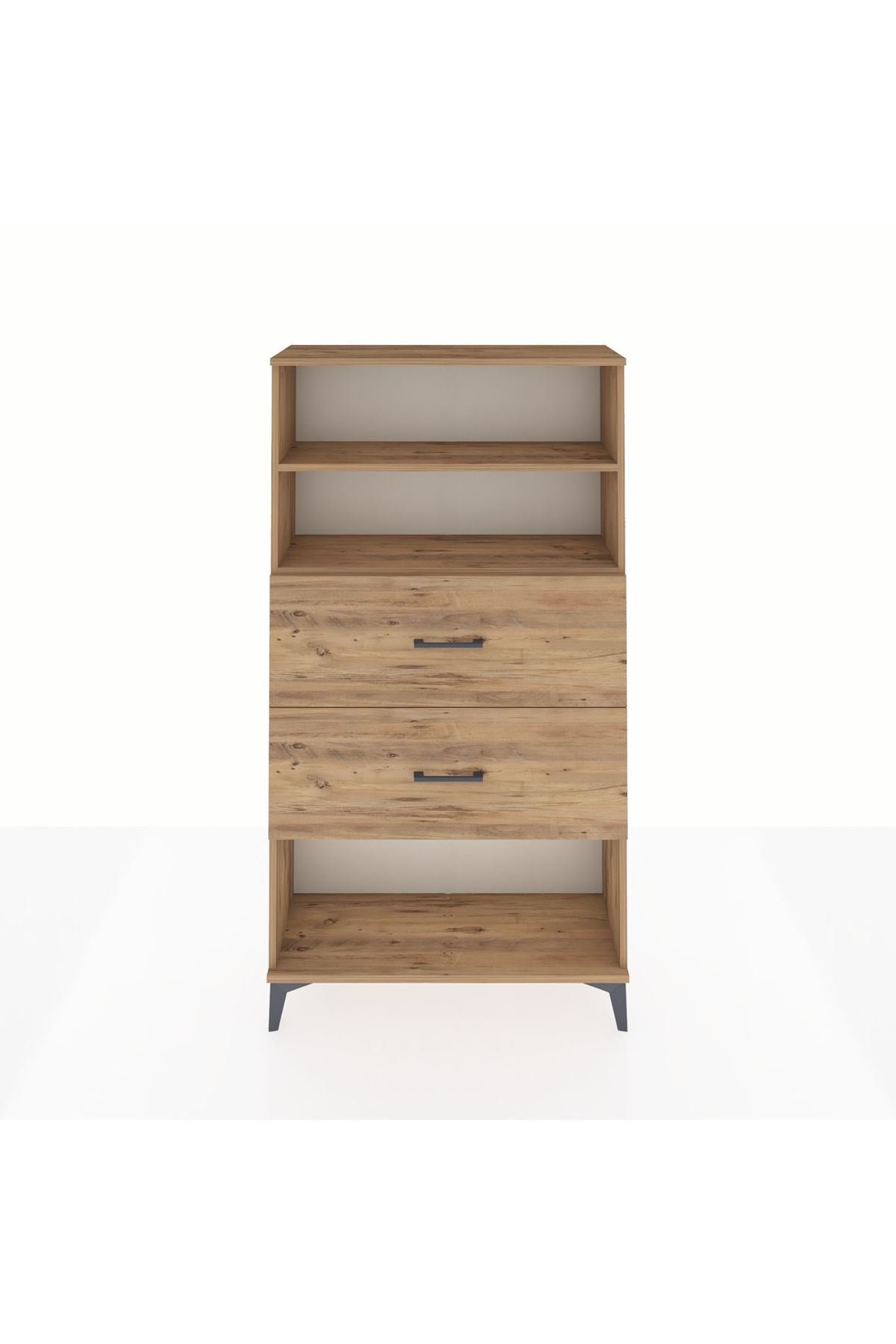 Arges Dolap 2 Raflı 2 Çekmeceli 88x30x163 Çam-Çam