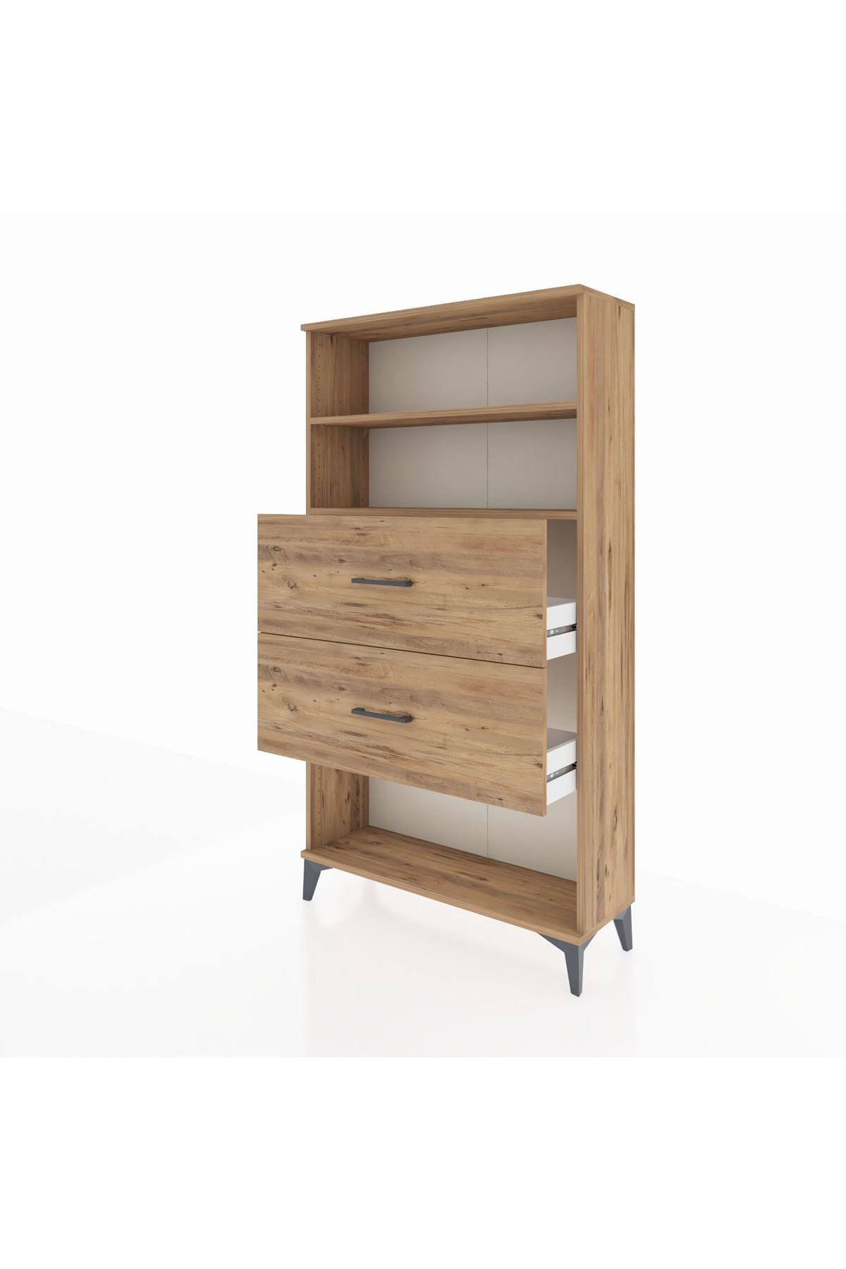 Arges Dolap 2 Raflı 2 Çekmeceli 88x30x163 Çam-Çam