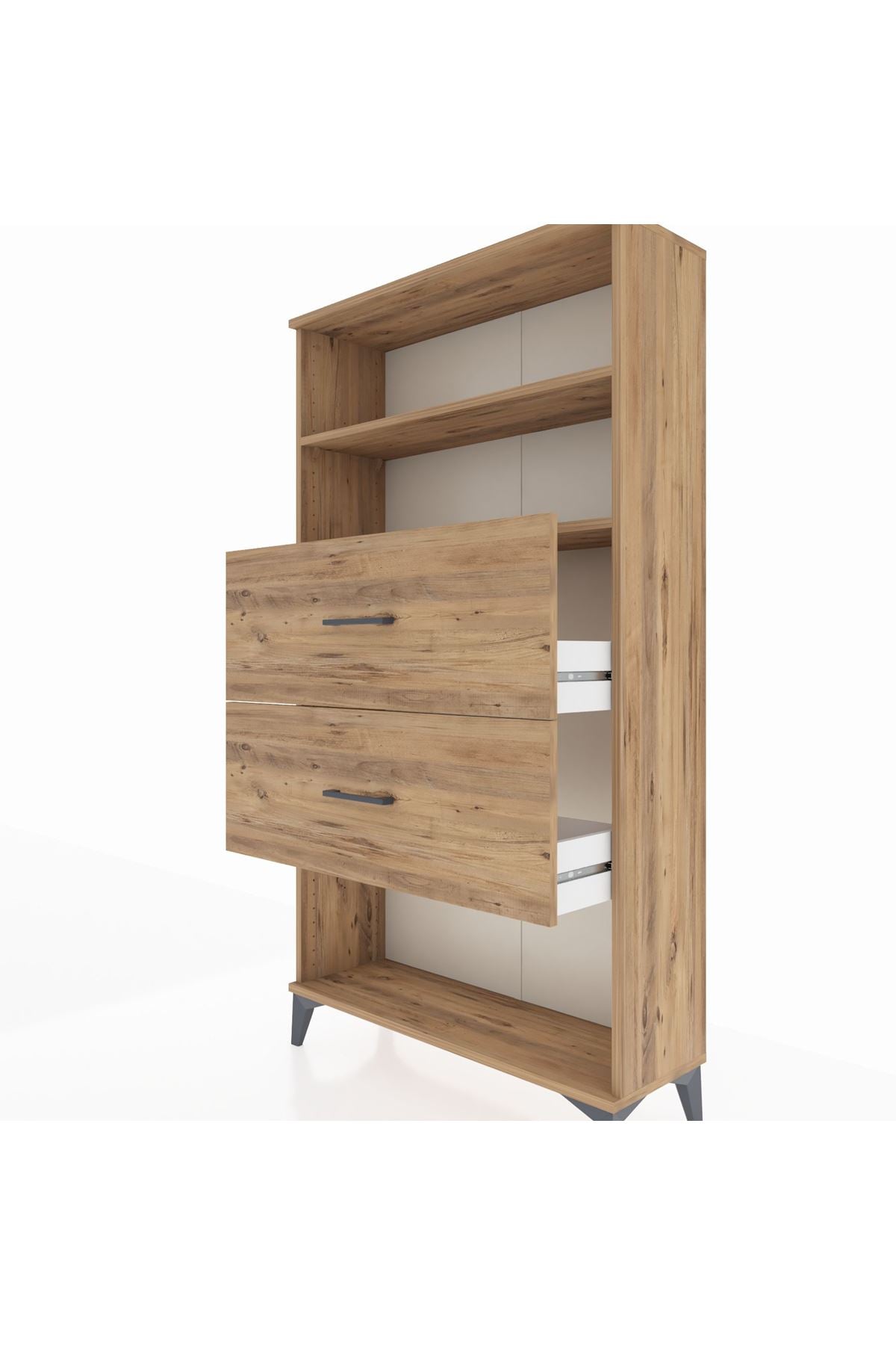 Arges Dolap 2 Raflı 2 Çekmeceli 88x30x163 Çam-Çam