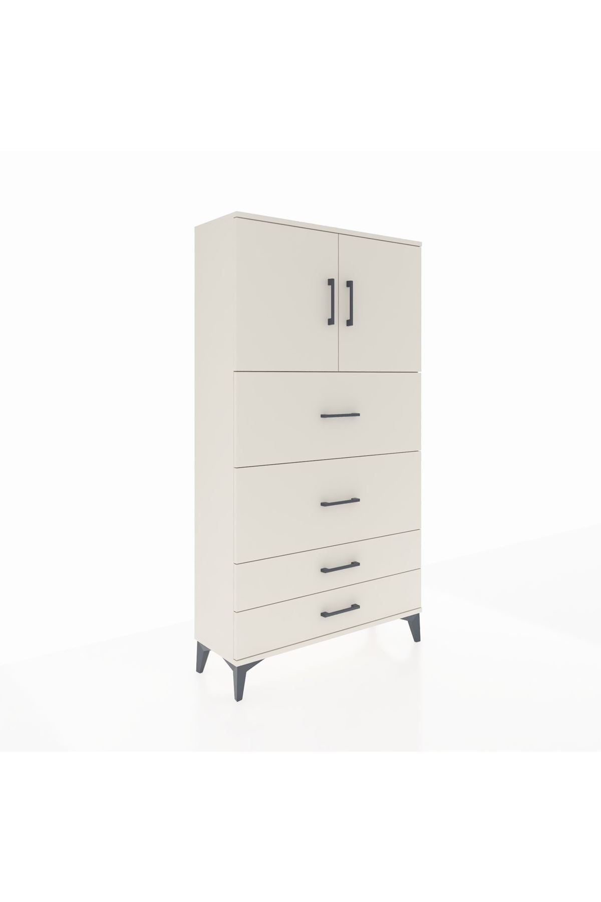 Arges Dolap 2 Raflı 4 Çekmeceli 2 Kapaklı 88x30x163 Aytaşı-Aytaşı