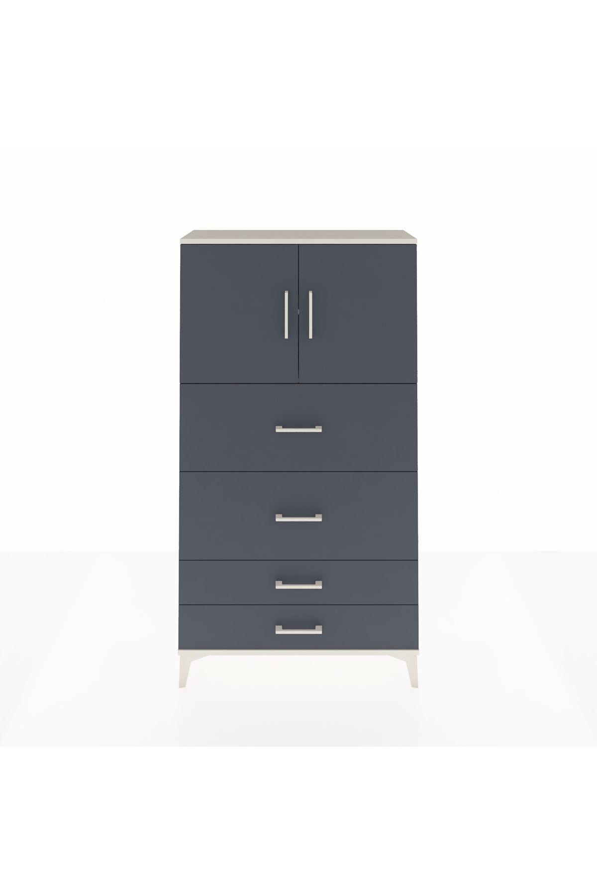 Arges Dolap 2 Raflı 4 Çekmeceli 2 Kapaklı 88x30x163 Aytaşı-Antrasit