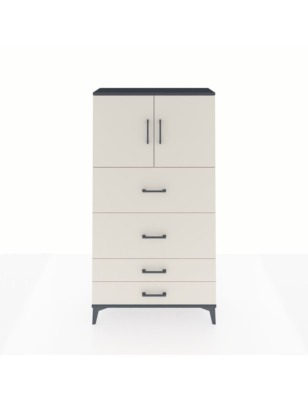 Arges Dolap 2 Raflı 4 Çekmeceli 2 Kapaklı 88x30x163 Antrasit-Aytaşı