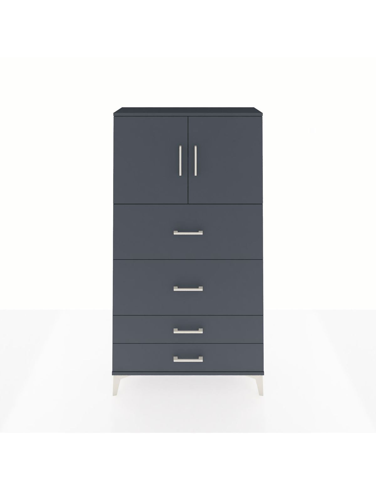 Arges Dolap 2 Raflı 4 Çekmeceli 2 Kapaklı 88x30x163 Antrasit-Antrasit