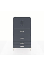 Arges Dolap 2 Raflı 4 Çekmeceli 2 Kapaklı 88x30x163 Antrasit-Antrasit