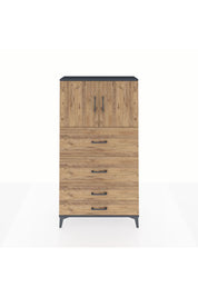 Arges Dolap 2 Raflı 4 Çekmeceli 2 Kapaklı 88x30x163 Antrasit-Çam