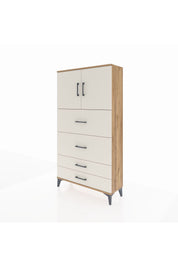 Arges Dolap 2 Raflı 4 Çekmeceli 2 Kapaklı 88x30x163 Çam-Aytaşı