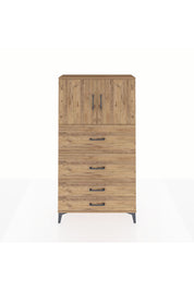 Arges Dolap 2 Raflı 4 Çekmeceli 2 Kapaklı 88x30x163 Çam-Çam