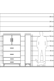 Arges Dolap 2 Raflı 4 Çekmeceli 2 Kapaklı 88x30x163 Çam-Çam