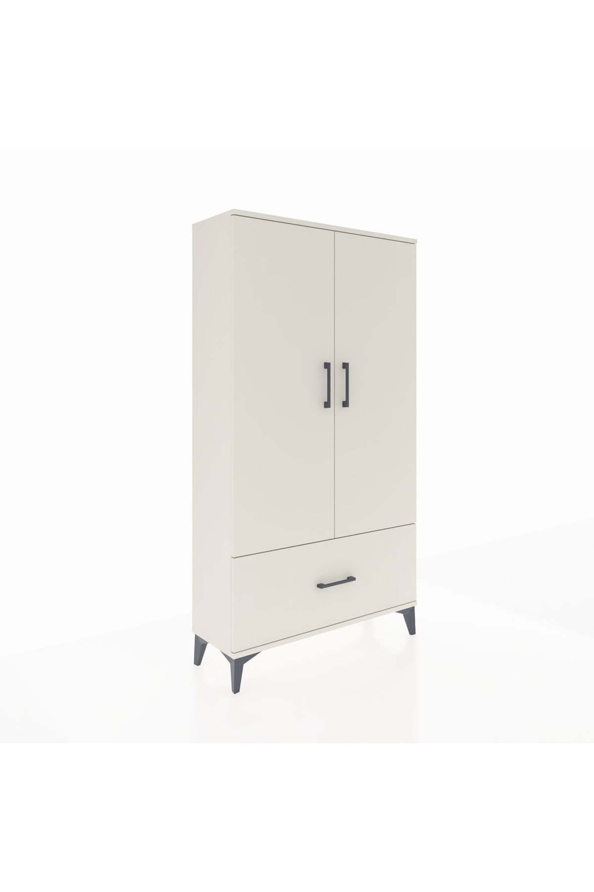 Arges Dolap 3 Raflı Tek Çekmeceli 2 Kapaklı 88x30x163 Aytaşı-Aytaşı