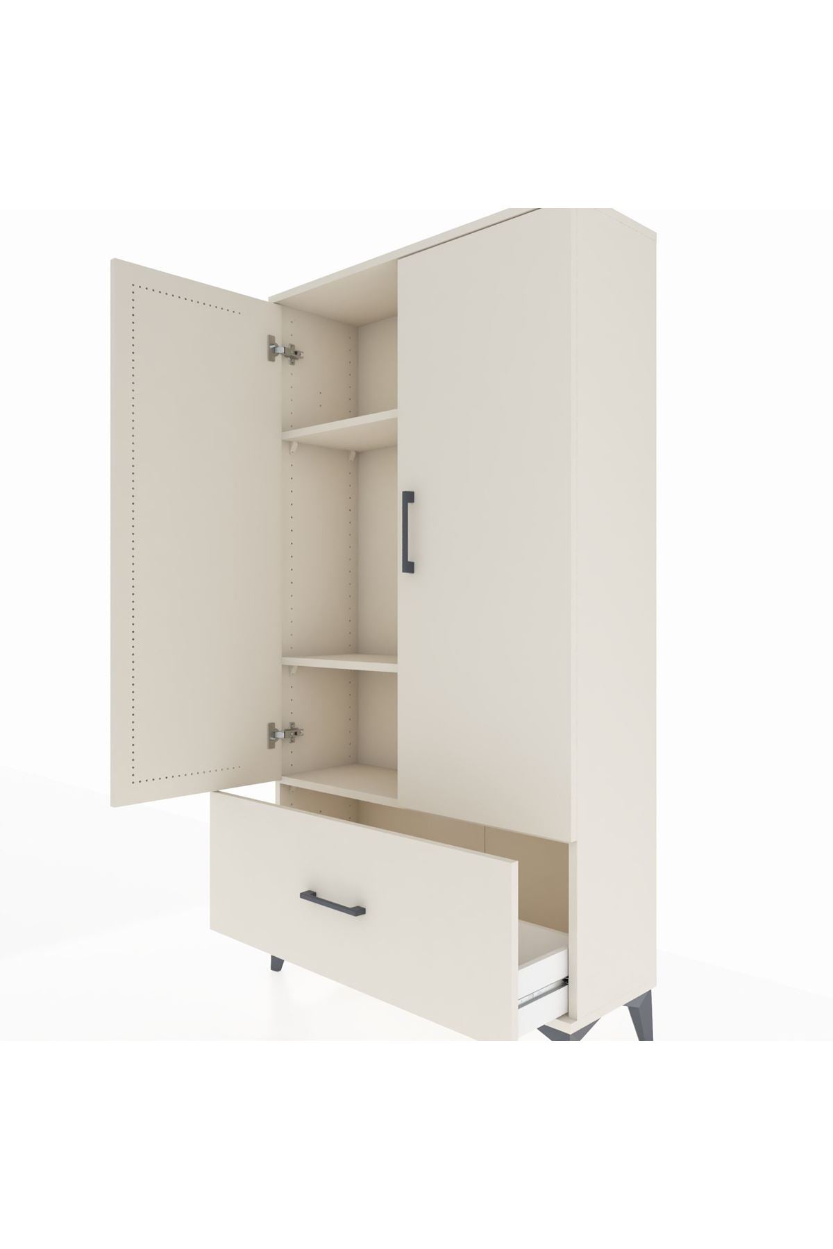 Arges Dolap 3 Raflı Tek Çekmeceli 2 Kapaklı 88x30x163 Aytaşı-Aytaşı