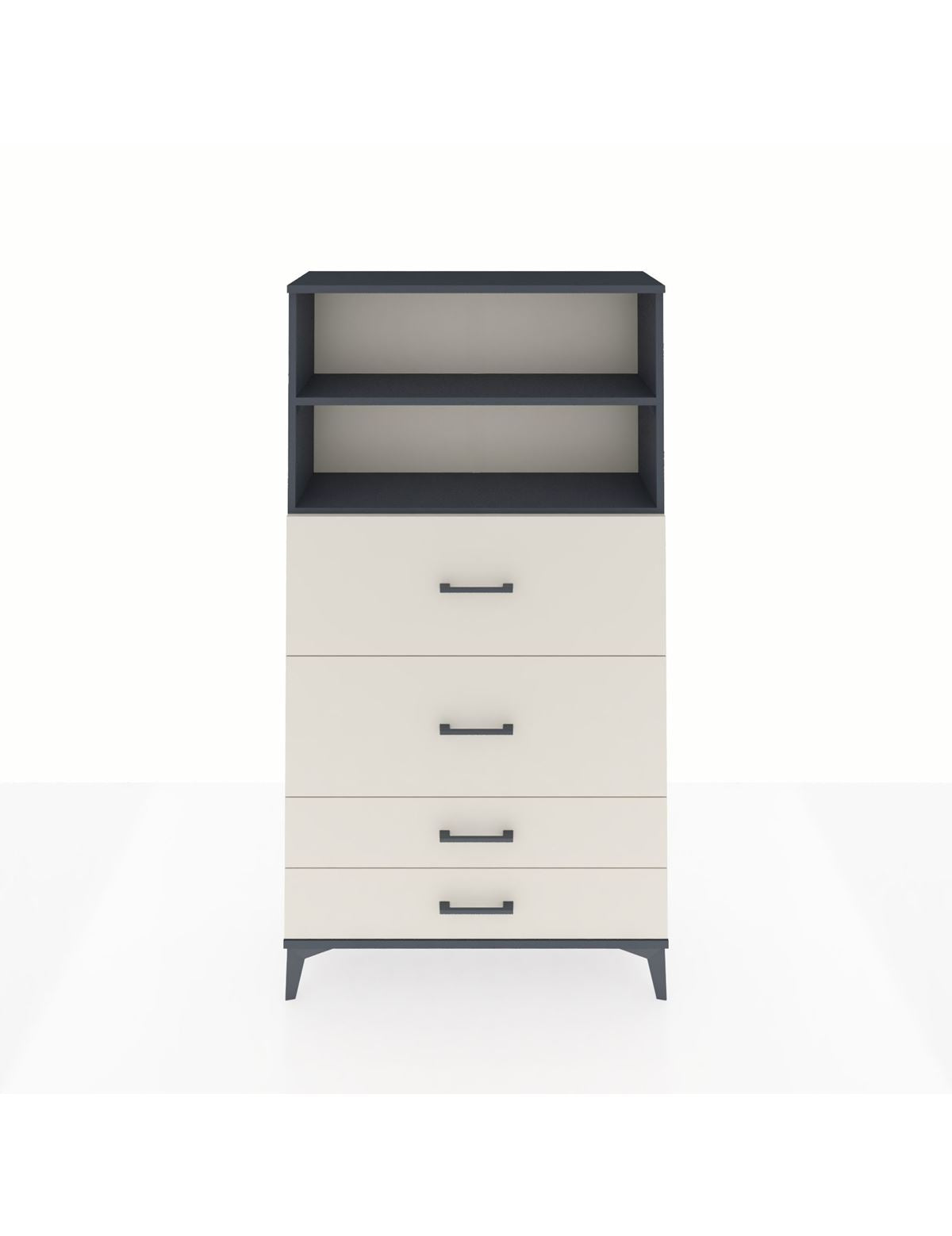 Arges Dolap 2 Raflı 4 Çekmeceli 88x30x163 Antrasit-Aytaşı