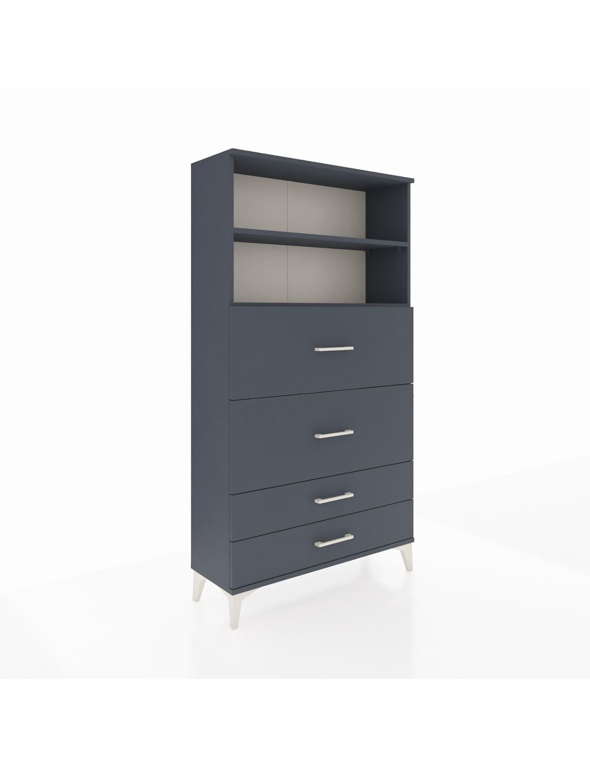 Arges Dolap 2 Raflı 4 Çekmeceli 88x30x163 Antrasit-Antrasit