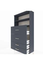 Arges Dolap 2 Raflı 4 Çekmeceli 88x30x163 Antrasit-Antrasit