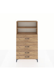 Arges Dolap 2 Raflı 4 Çekmeceli 88x30x163 Çam-Çam