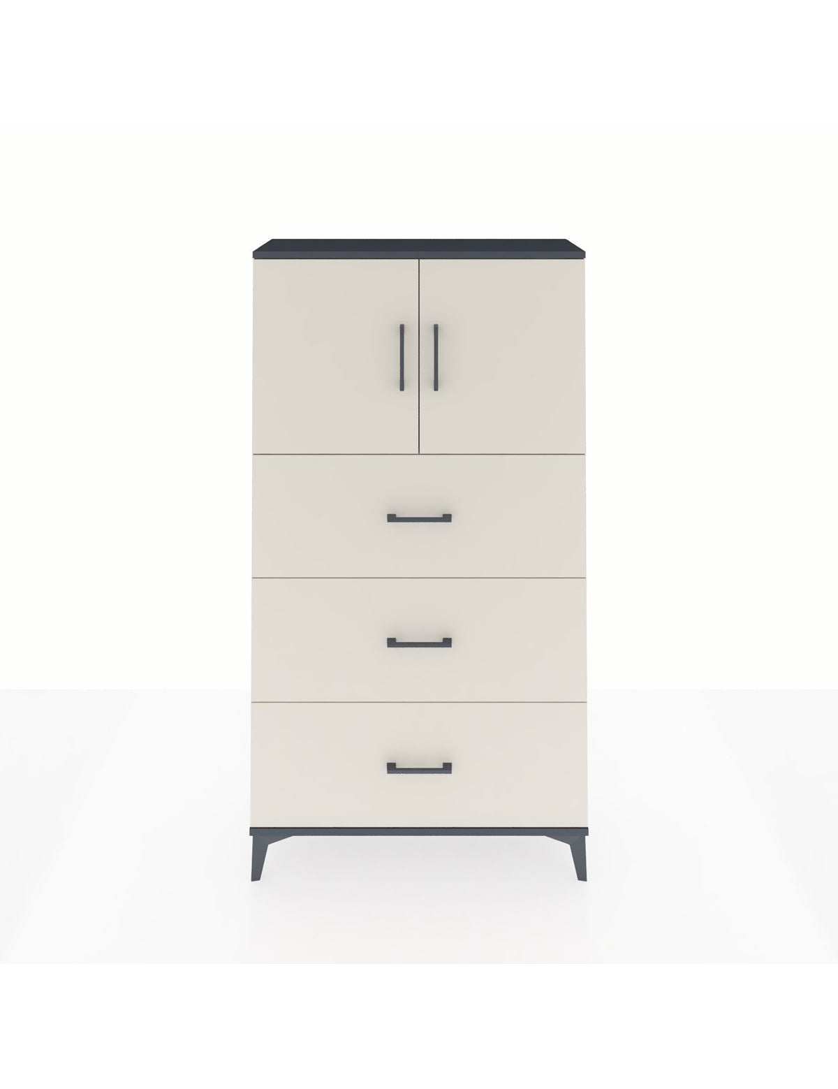 Arges Dolap 2 Raflı 3 Çekmeceli 2 Kapaklı 88x30x163 Antrasit-Aytaşı