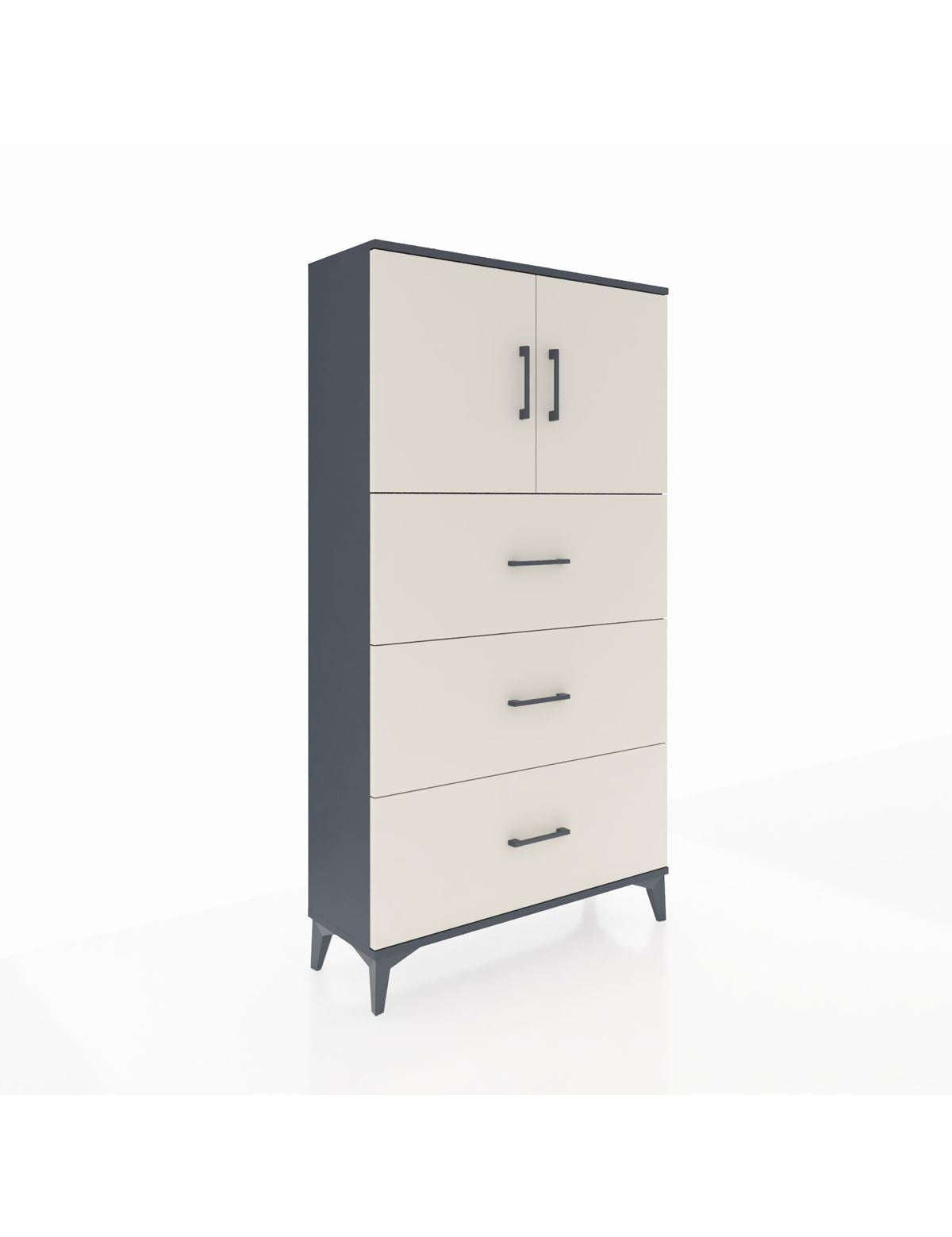 Arges Dolap 2 Raflı 3 Çekmeceli 2 Kapaklı 88x30x163 Antrasit-Aytaşı