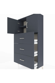 Arges Dolap 2 Raflı 3 Çekmeceli 2 Kapaklı 88x30x163 Antrasit-Antrasit