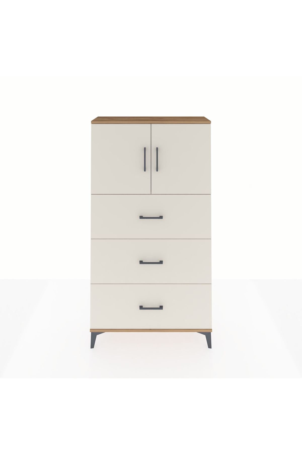 Arges Dolap 2 Raflı 3 Çekmeceli 2 Kapaklı 88x30x163 Çam-Aytaşı