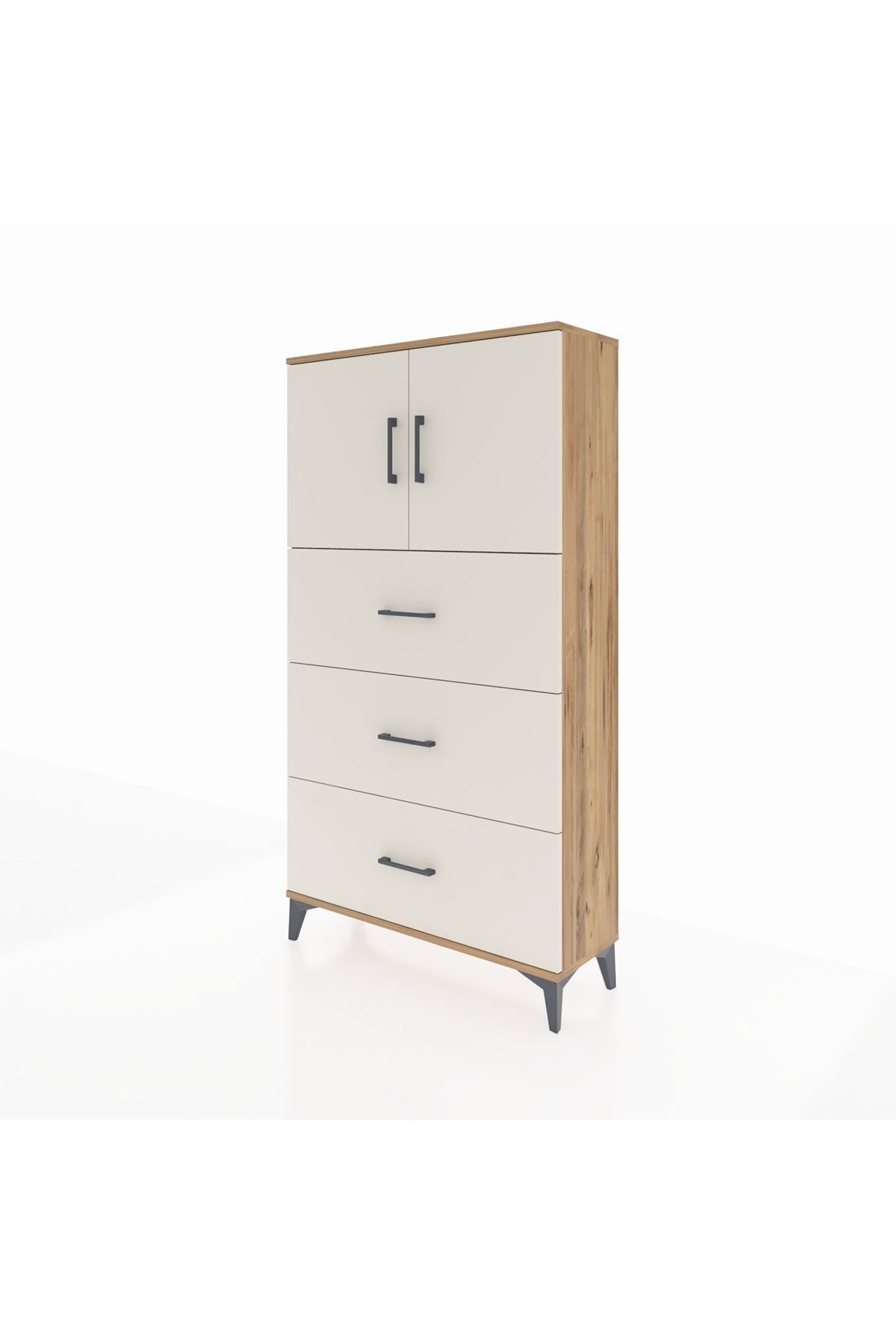 Arges Dolap 2 Raflı 3 Çekmeceli 2 Kapaklı 88x30x163 Çam-Aytaşı