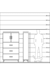 Arges Dolap 2 Raflı 3 Çekmeceli 2 Kapaklı 88x30x163 Çam-Aytaşı