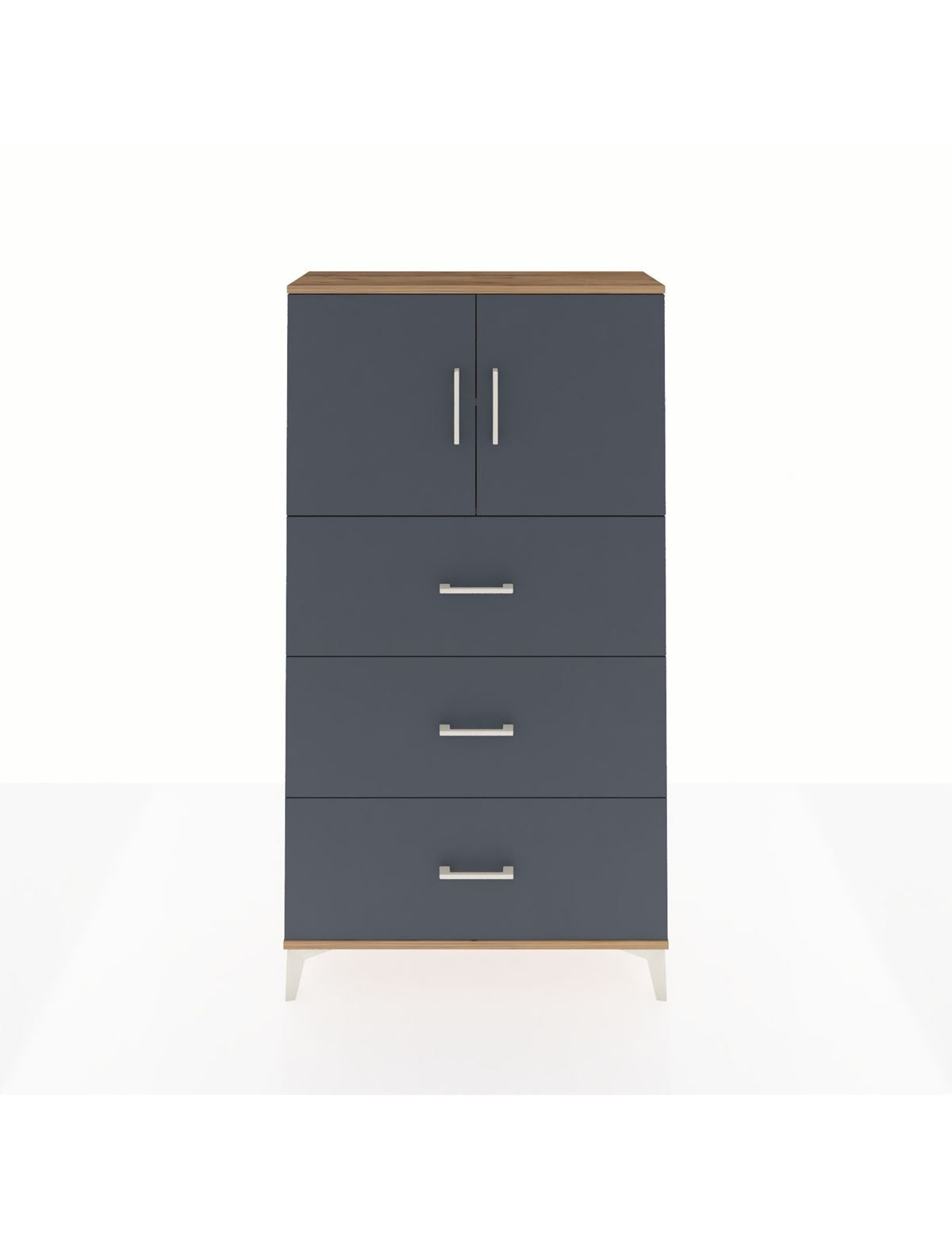 Arges Dolap 2 Raflı 3 Çekmeceli 2 Kapaklı 88x30x163 Çam-Antrasit