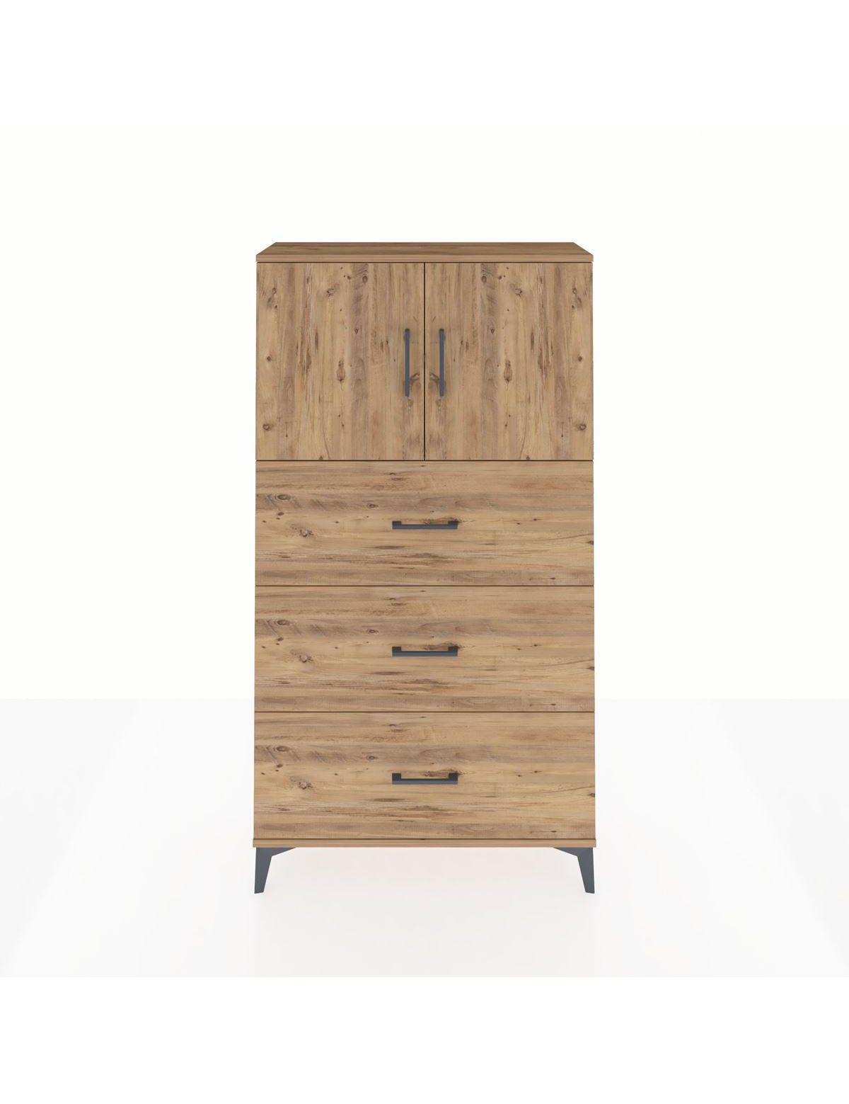 Arges Dolap 2 Raflı 3 Çekmeceli 2 Kapaklı 88x30x163 Çam-Çam