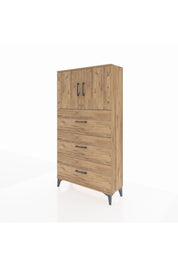 Arges Dolap 2 Raflı 3 Çekmeceli 2 Kapaklı 88x30x163 Çam-Çam