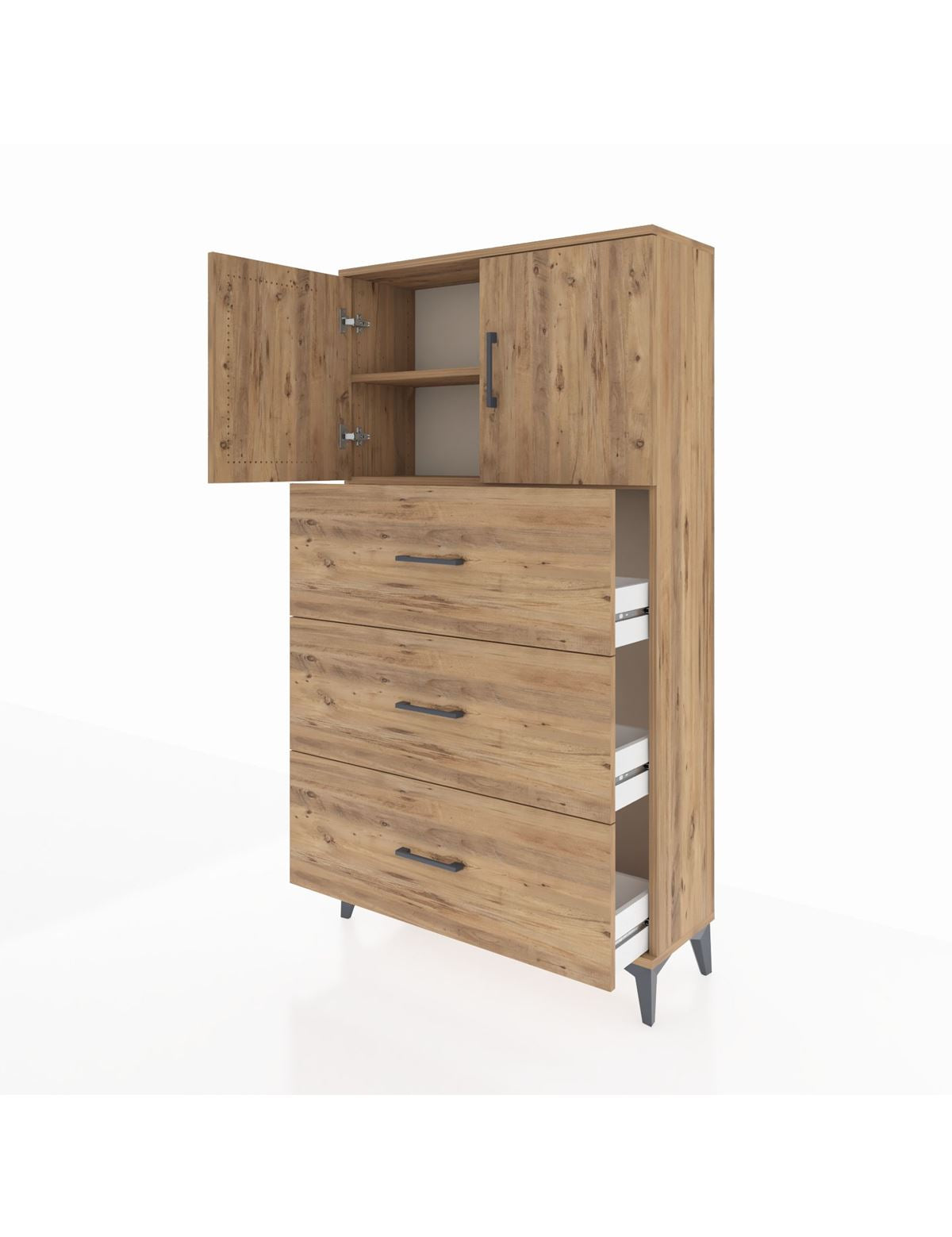 Arges Dolap 2 Raflı 3 Çekmeceli 2 Kapaklı 88x30x163 - S21M039V9A