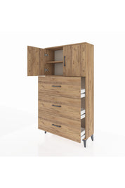 Arges Dolap 2 Raflı 3 Çekmeceli 2 Kapaklı 88x30x163 Çam-Çam