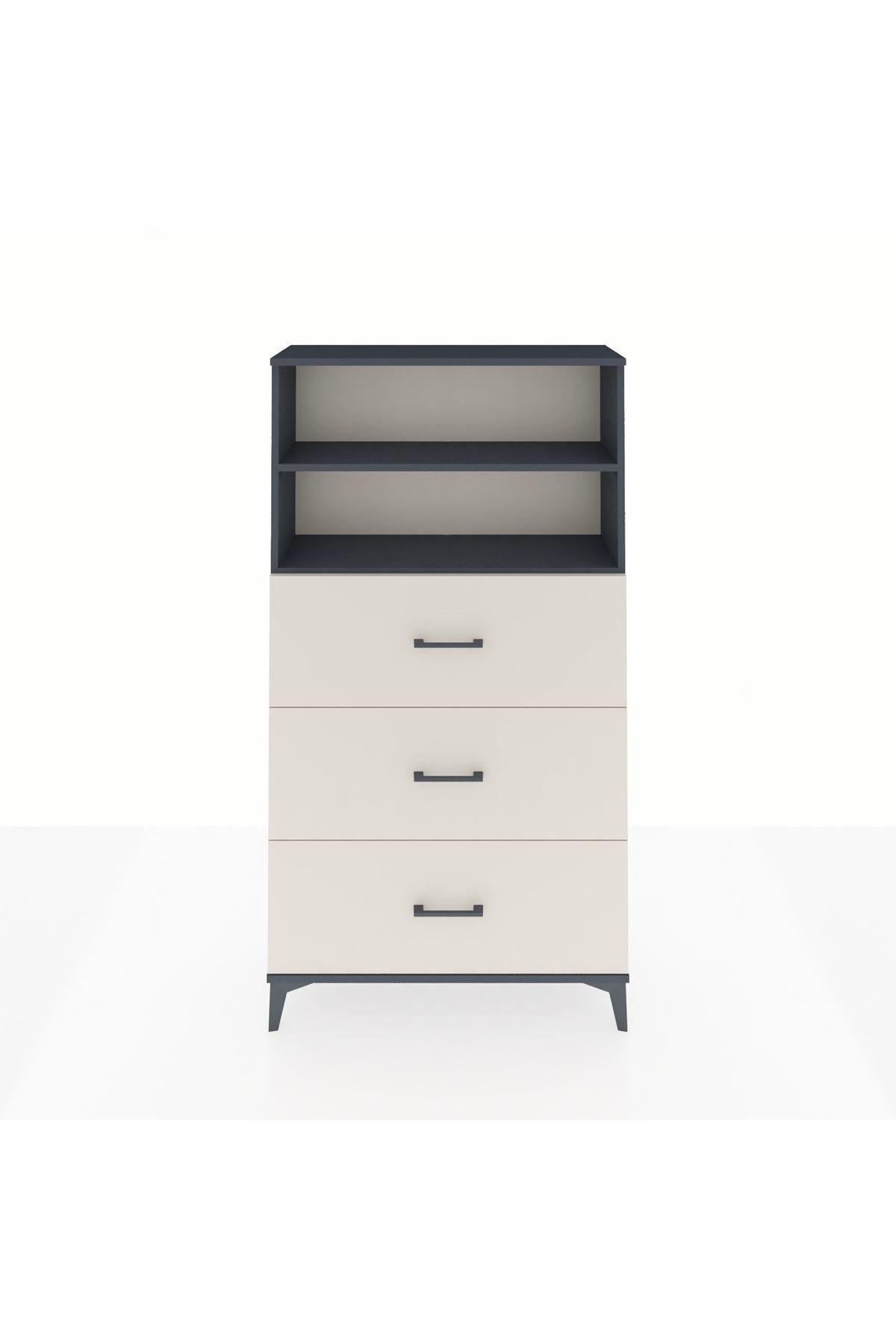 Arges Dolap 2 Raflı 3 Çekmeceli 88x30x163 Antrasit-Aytaşı