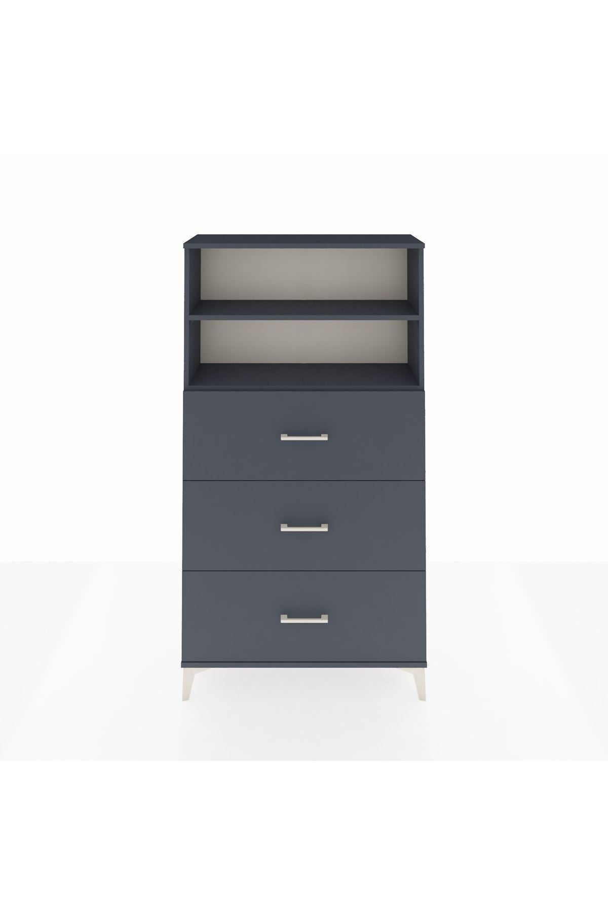 Arges Dolap 2 Raflı 3 Çekmeceli 88x30x163 Antrasit-Antrasit