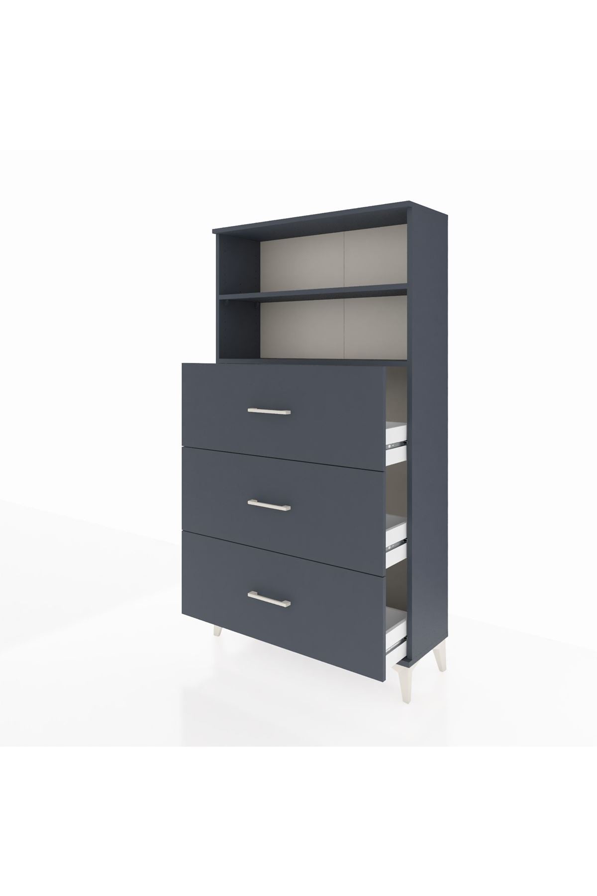 Arges Dolap 2 Raflı 3 Çekmeceli 88x30x163 Antrasit-Antrasit