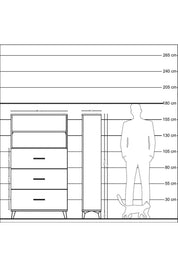 Arges Dolap 2 Raflı 3 Çekmeceli 88x30x163 Antrasit-Çam