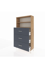 Arges Dolap 2 Raflı 3 Çekmeceli 88x30x163 Çam-Antrasit