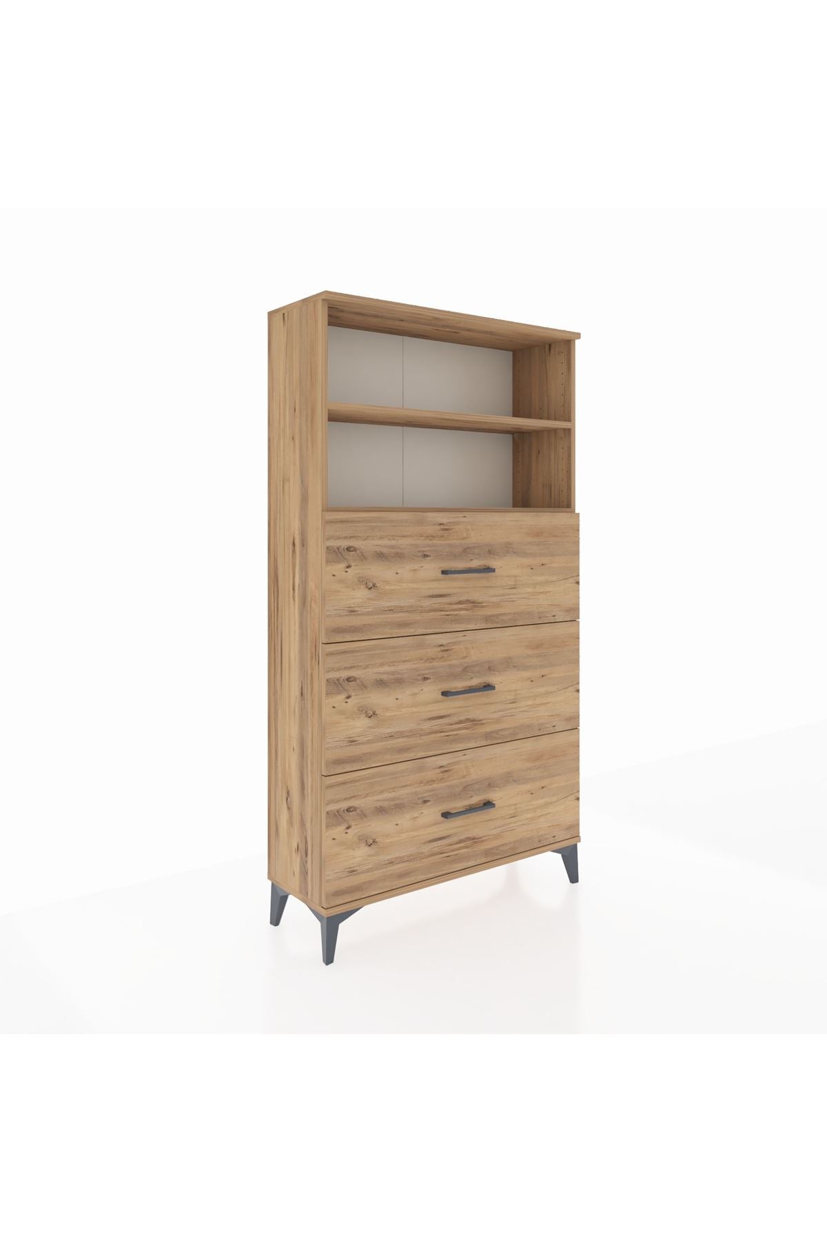 Arges Dolap 2 Raflı 3 Çekmeceli 88x30x163 Çam-Çam