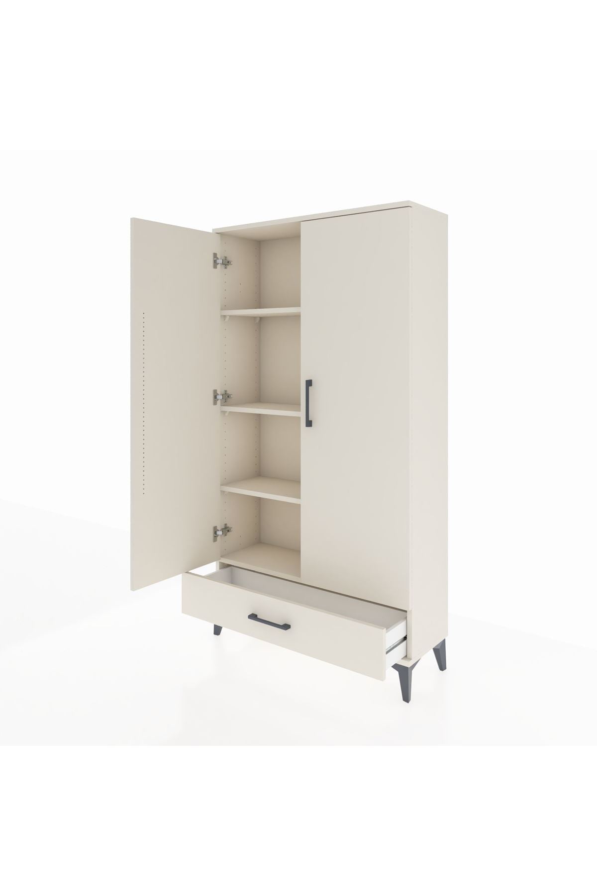 Arges Dolap 4 Raflı Tek Çekmeceli 2 Kapaklı 88x30x163 Aytaşı-Aytaşı