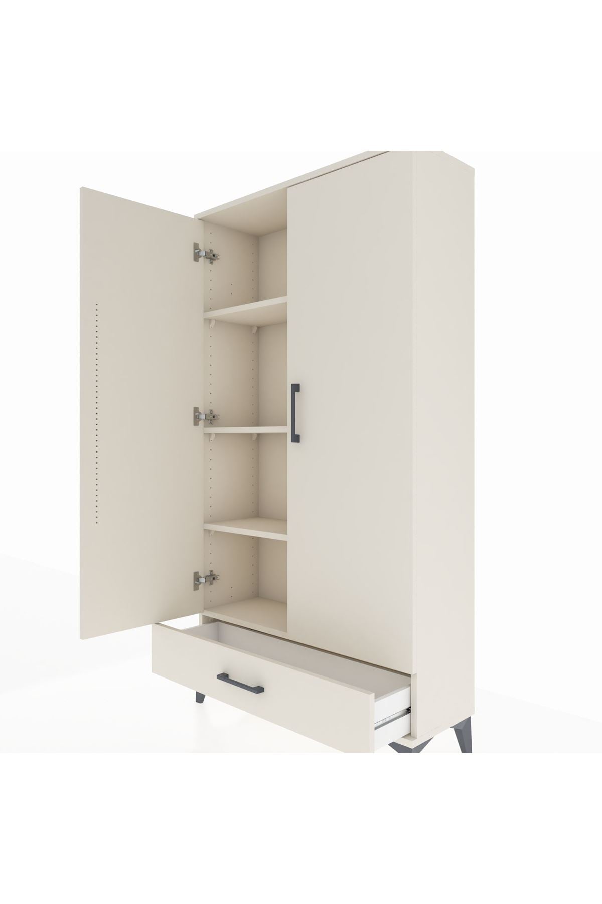 Arges Dolap 4 Raflı Tek Çekmeceli 2 Kapaklı 88x30x163 Aytaşı-Aytaşı