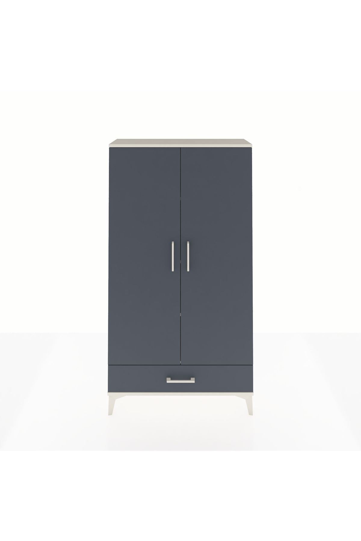 Arges Dolap 4 Raflı Tek Çekmeceli 2 Kapaklı 88x30x163 Aytaşı-Antrasit