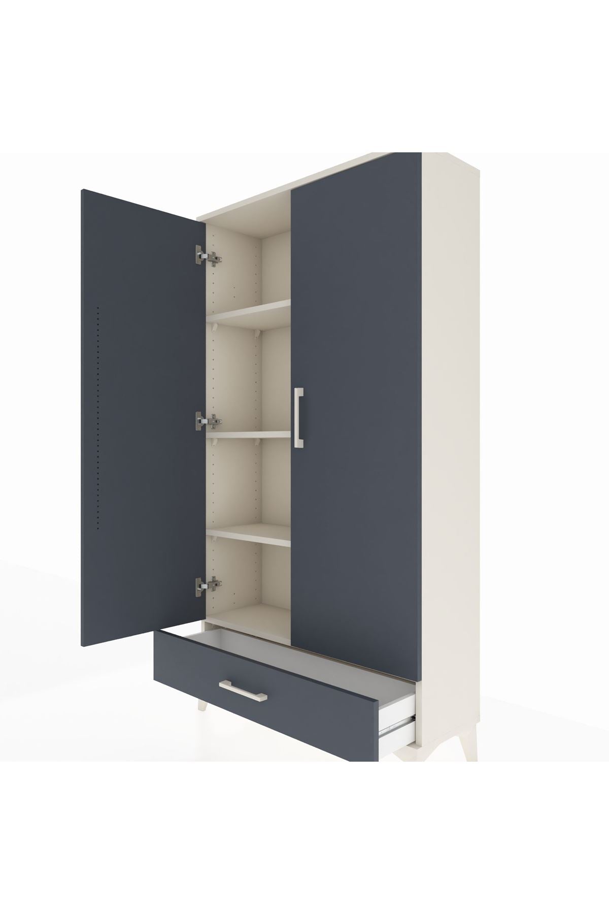 Arges Dolap 4 Raflı Tek Çekmeceli 2 Kapaklı 88x30x163 Aytaşı-Antrasit