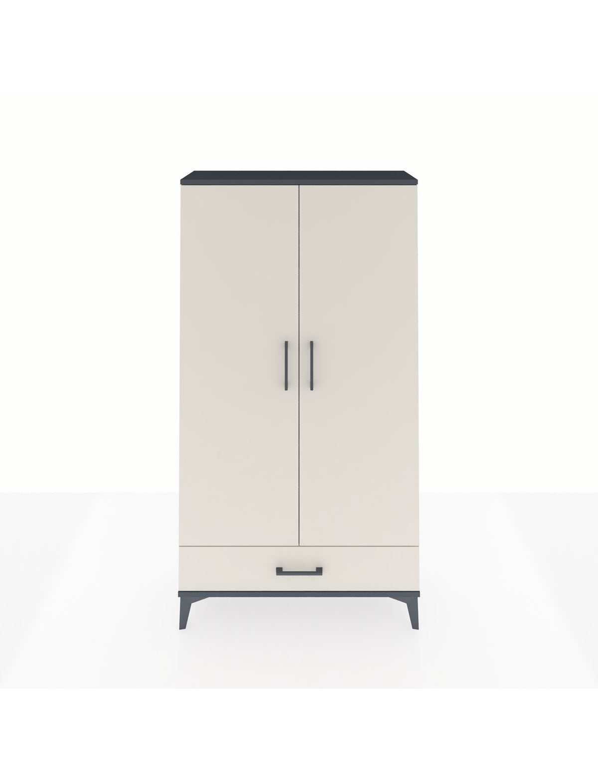 Arges Dolap 4 Raflı Tek Çekmeceli 2 Kapaklı 88x30x163 Antrasit-Aytaşı