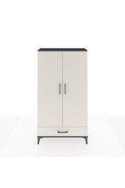 Arges Dolap 4 Raflı Tek Çekmeceli 2 Kapaklı 88x30x163 Antrasit-Aytaşı