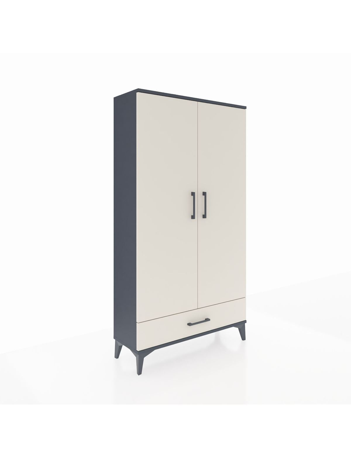 Arges Dolap 4 Raflı Tek Çekmeceli 2 Kapaklı 88x30x163 Antrasit-Aytaşı